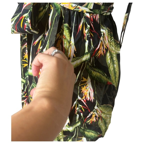 BCBGMAXAZRIA Romper Black Birds of Paradise Tropical Women's Size S ($198) - Picture 7 of 15